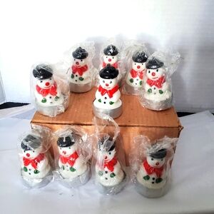 Vintage Snowman Christmas Tea Light Candle Lot of 10 Ready To Ship Fast